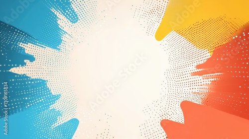 Wallpaper Mural Vibrant halftone dots converging toward luminous center, forming dynamic abstract background with ample negative space for graphic design Torontodigital.ca