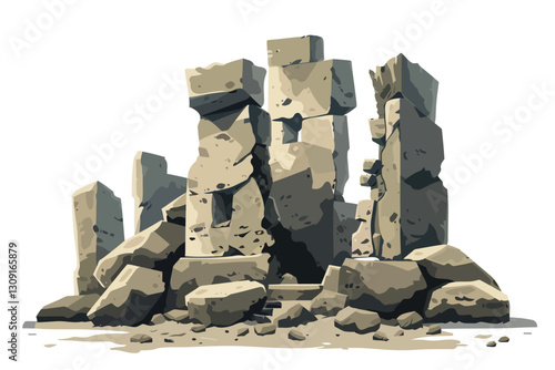 AI-generated illustration of a demolished building