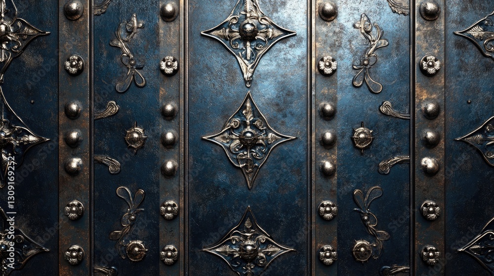A high-quality dark blue metal panel with fine industrial engravings and smooth surfaces. A high-quality dark blue metal panel with fine industrial engravings and smooth surfaces.
