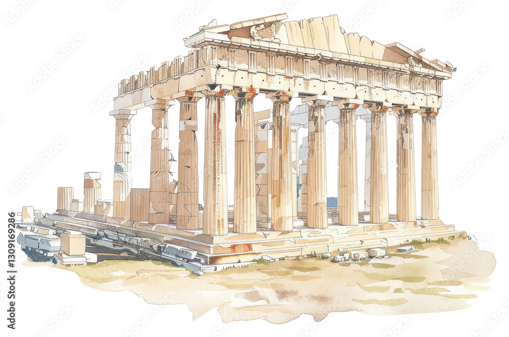 Obraz premium PNG A Greek acropolis of athens architecture parthenon building.