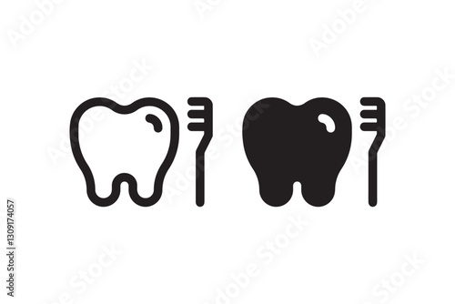 Dental care icon in black and white Vector