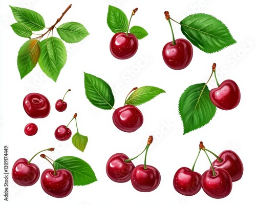 Fresh Red Cherry Elements