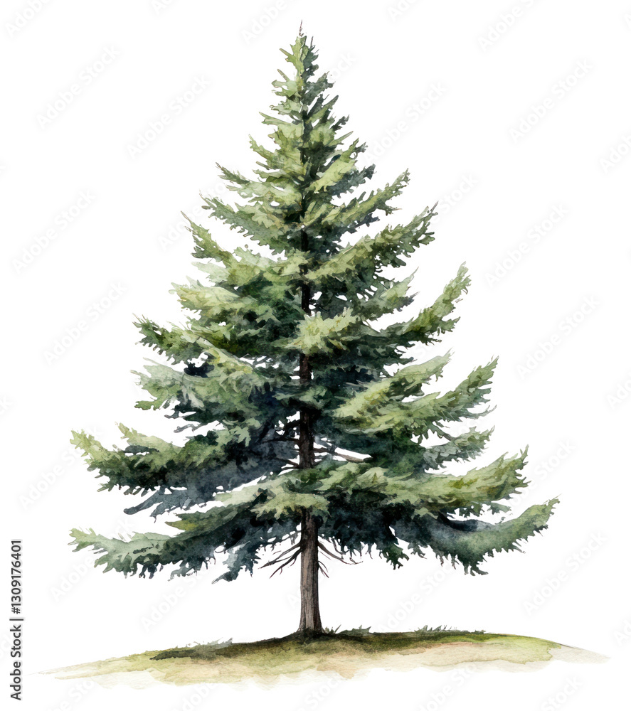 Fototapeta premium PNG White spruce tree illustration watercolor pine.