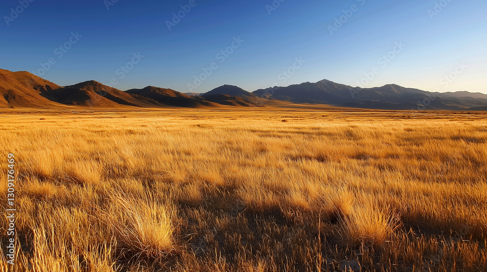 Fototapeta premium Endless sunlit landscapes of golden grass and resilient life