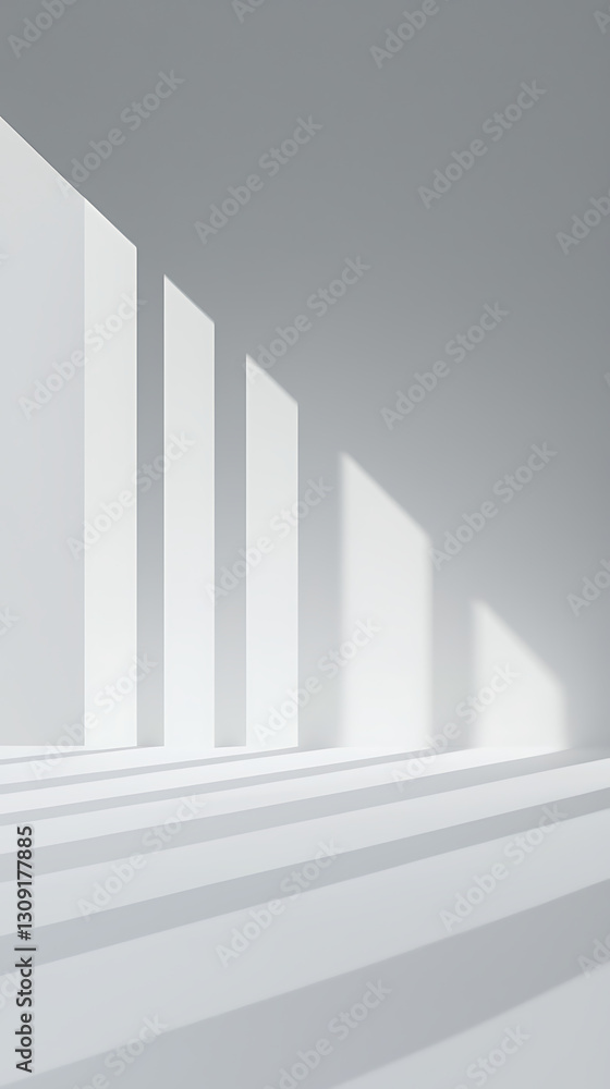 Fototapeta premium A white room with three pillars and a window