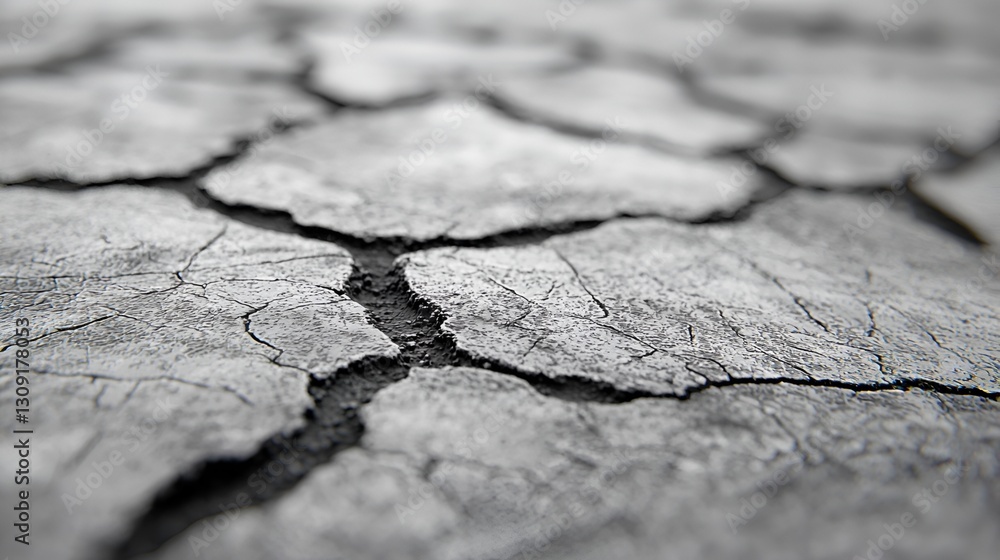 Fototapeta premium Close-up cracked earth texture, nature's patterns, dry ground