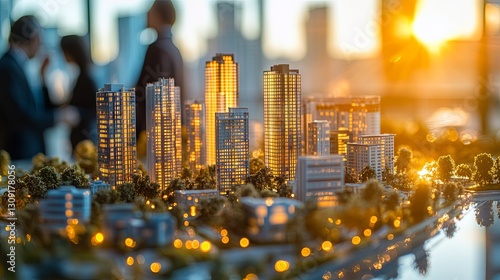 Business meetings between real estate brokers and company presidents to choose a model for developing a housing estate, with written proposals presented to state organizations