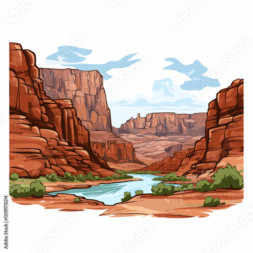 Grand Canyon. Grand Canyon hand-drawn comic illustration. Vector doodle style cartoon illustration