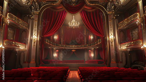 Cuadro en lienzo A grand opera house interior with luxurious red velvet seating