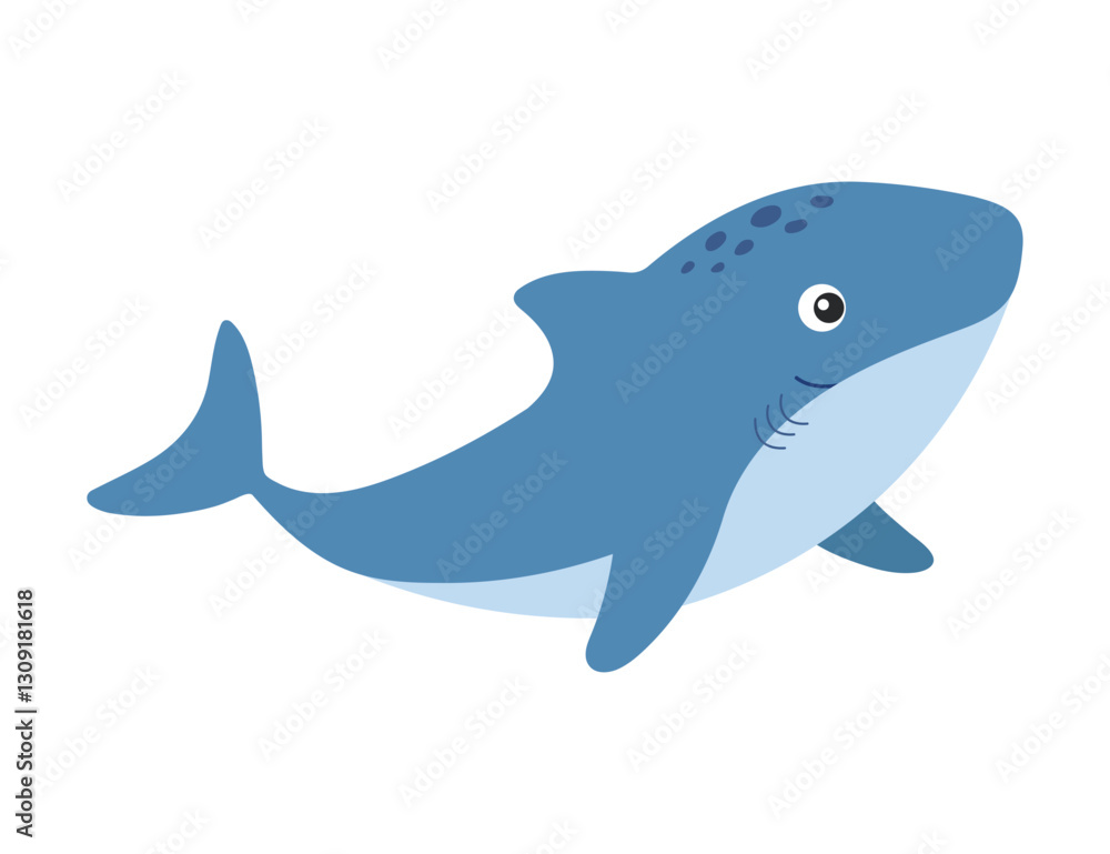 Naklejka premium Cute shark, cartoon sea animal isolated illustration, hand drawn vector clipart for kids