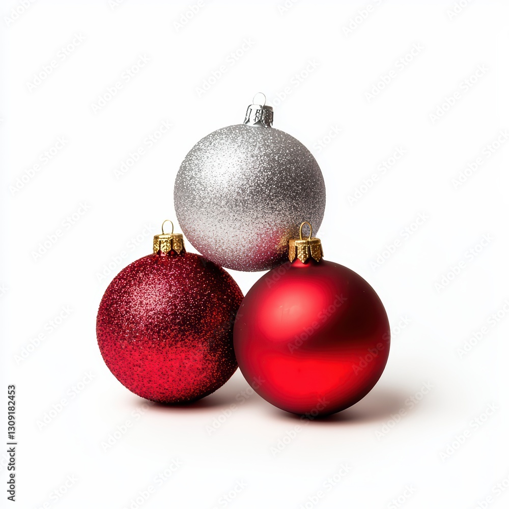 Festive Christmas Ornaments with Sparkling Red and Silver Decor for Holiday Celebrations Festive Christmas Ornaments with Sparkling Red and Silver Decor for Holiday Celebrations