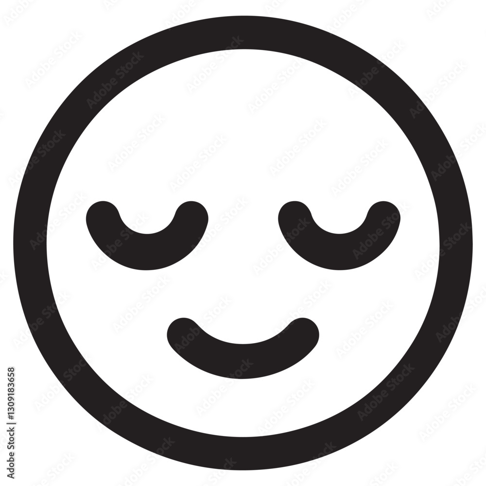 Relaxed peaceful face vector icon emoji illustration for calm expression Relaxed peaceful face vector icon emoji illustration for calm expression