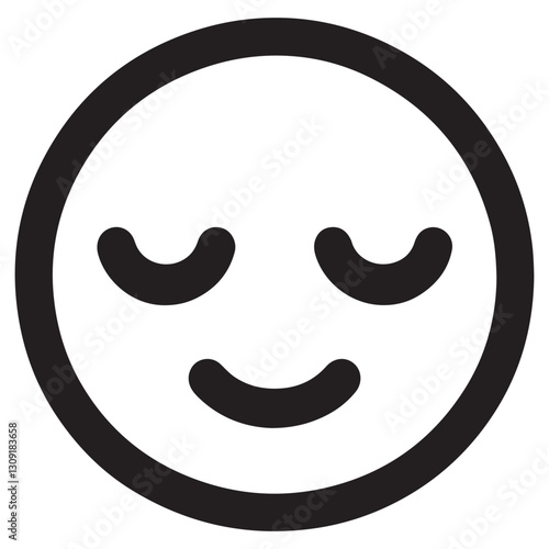 Relaxed peaceful face vector icon emoji illustration for calm expression