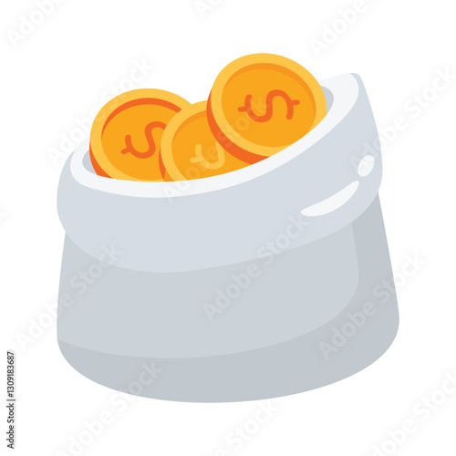 Check out 3d style icon of money sack filled with coins