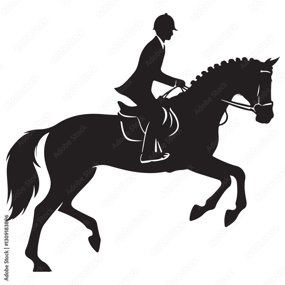 Dynamic Show Jumping Horse and Rider Silhouette Vector Image Dynamic Show Jumping Horse and Rider Silhouette Vector Image