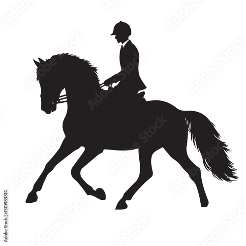 Elegant Dressage Horse and Rider Silhouette Illustration for Equestrian Enthusiasts