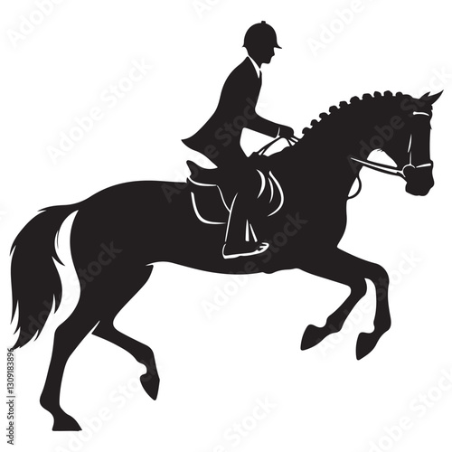 Dynamic Show Jumping Horse and Rider Silhouette Vector Image