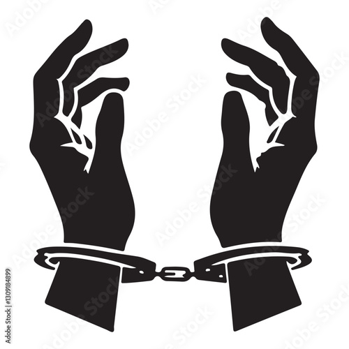 Silhouette of Hands in Handcuffs Symbolizing Crime and Justice