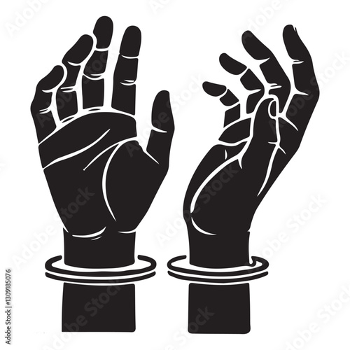 Hands With Shackles Silhouette Illustration For Restriction and Confinement