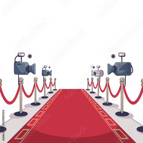 Red Carpet Event with Cameras Flashing for Celebrity Arrival