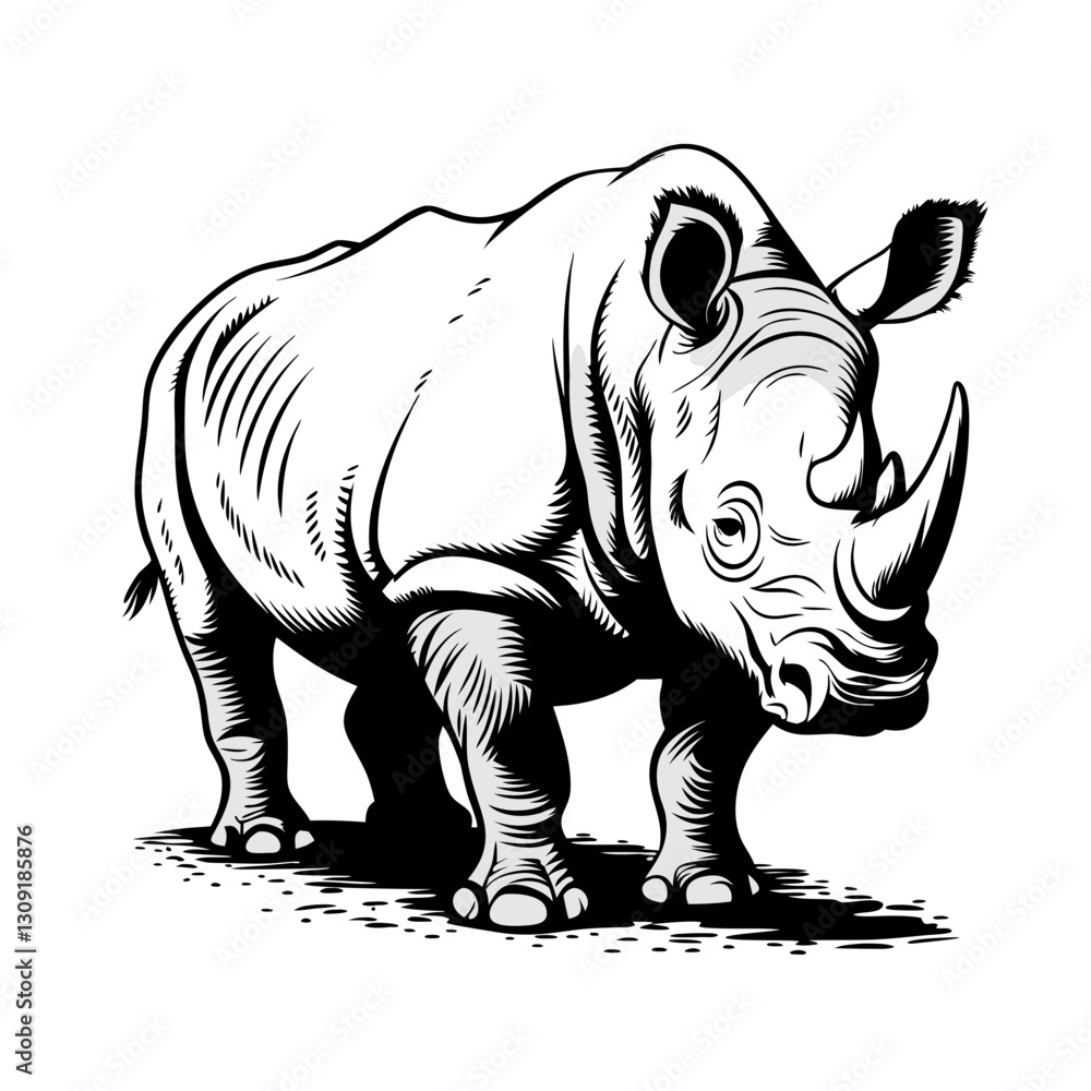 Obraz premium Majestic Rhino Vector Illustration Wildlife Art Safari Design