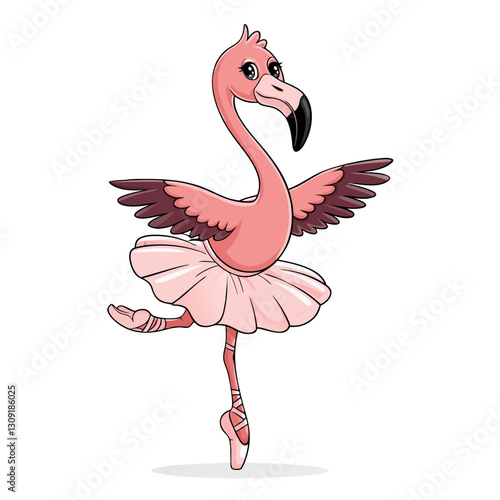 Elegant Flamingo Ballerina Vector Illustration for Artistic Projects and Children's Books