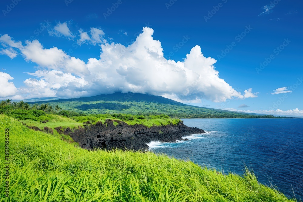 Dramatic Storm Clouds Forming Above the Ocean Under a Bright Blue Sky Dramatic Storm Clouds Forming Above the Ocean Under a Bright Blue Sky
