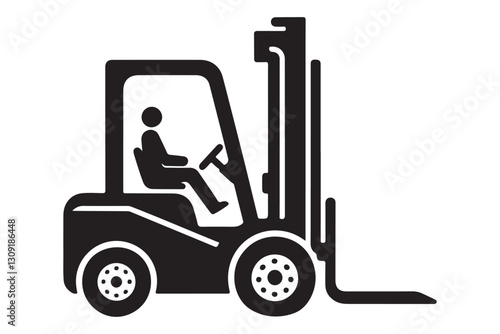 Forklift Silhouette Illustration Material Handling Equipment for Logistics
