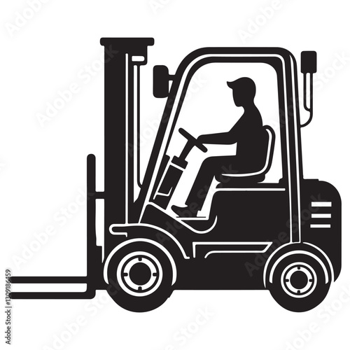 Detailed Forklift Silhouette Graphic Heavy Duty Lifting Equipment