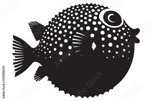 Detailed Puffer Fish Silhouette Artwork Marine Life Vector Graphic