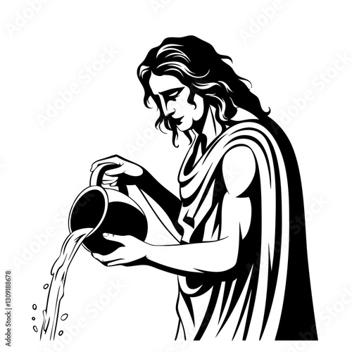 Aquarius Zodiac Water Bearer Vector Illustration for Astrology Art and Design