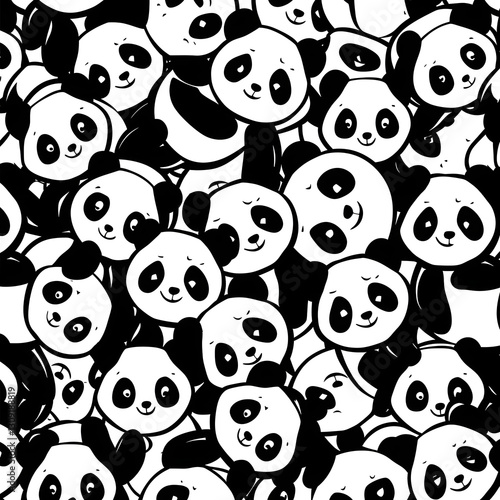 Cute panda cartoon pattern
