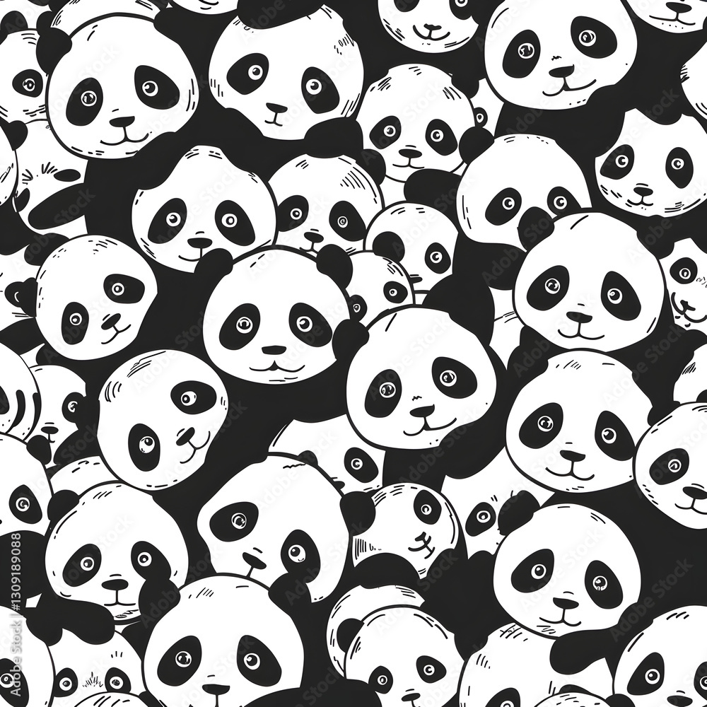 Obraz premium Cute panda cartoon pattern 