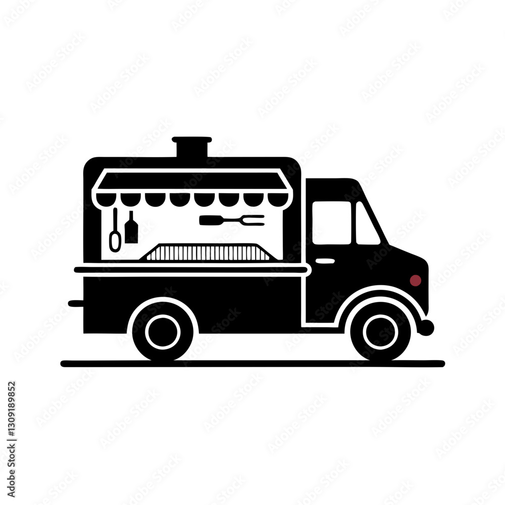 Food Truck Silhouette Vector Illustration for Design and Branding Projects Food Truck Silhouette Vector Illustration for Design and Branding Projects