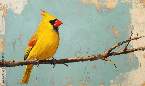 A Yellow Cardinal Perched on a Branch