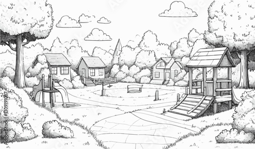 Children's Playground in a Tranquil Village