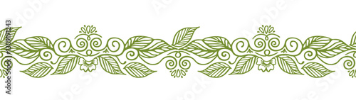 Floral Green Mehndi Seamless Border