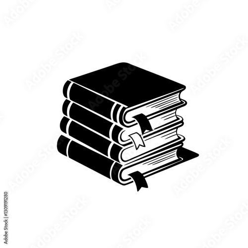 Stack of Classic Books with Bookmarks Vector Illustration for Education and Design