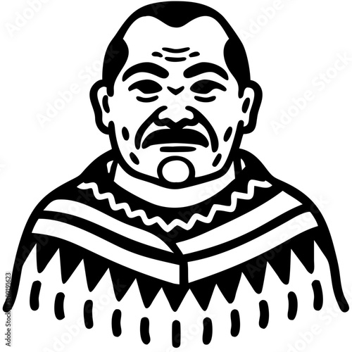 Traditional Tribal Elder Vector Art for Cultural Design and Tattoo Inspiration