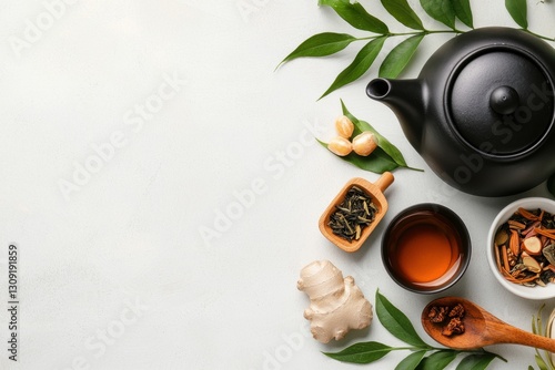 Wallpaper Mural Traditional chinese medicine tea preparation tranquil kitchen food photography natural setting overhead view embracing wellness and herbal remedies Torontodigital.ca