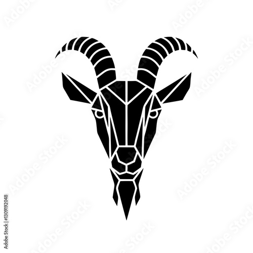 Geometric Goat Head Vector Illustration for Tattoos and Design Projects