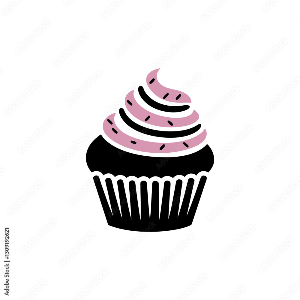 Pink Frosted Cupcake Vector Ideal for Bakery Branding and Dessert Illustrations Pink Frosted Cupcake Vector Ideal for Bakery Branding and Dessert Illustrations