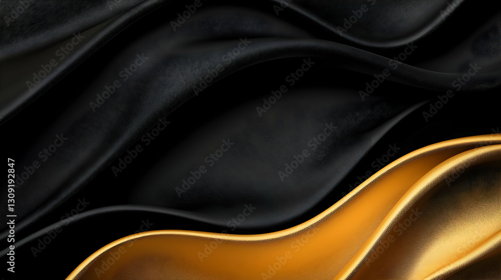 Fototapeta premium Abstract Black And Gold Wavy Texture Background With Smooth Flowing Lines