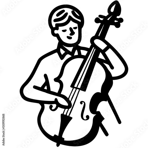 Cellist Playing Cello Vector Illustration for Music Art and Design Projects