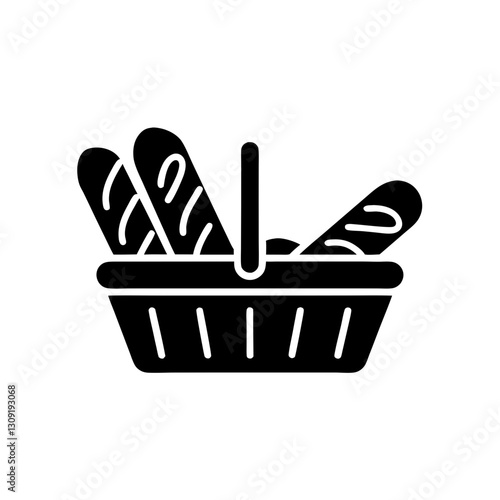 Breadsticks in Shopping Basket Vector for Bakery Logo and Culinary Blog Design
