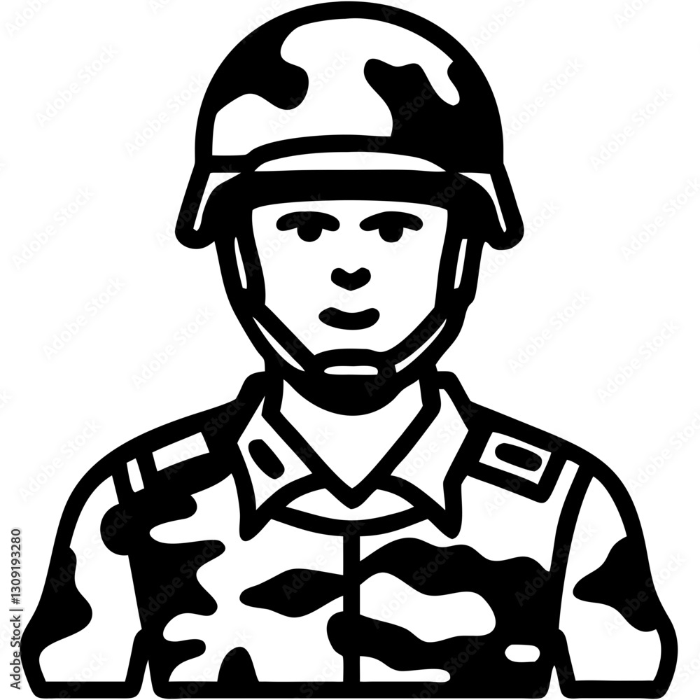 Military Soldier Vector Illustration for Defense and Security Design Projects