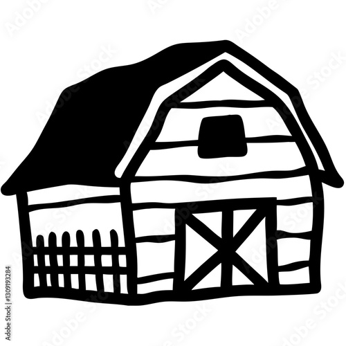 Rustic Barn Silhouette Vector Illustration for Farm Rural Decor and Design Projects