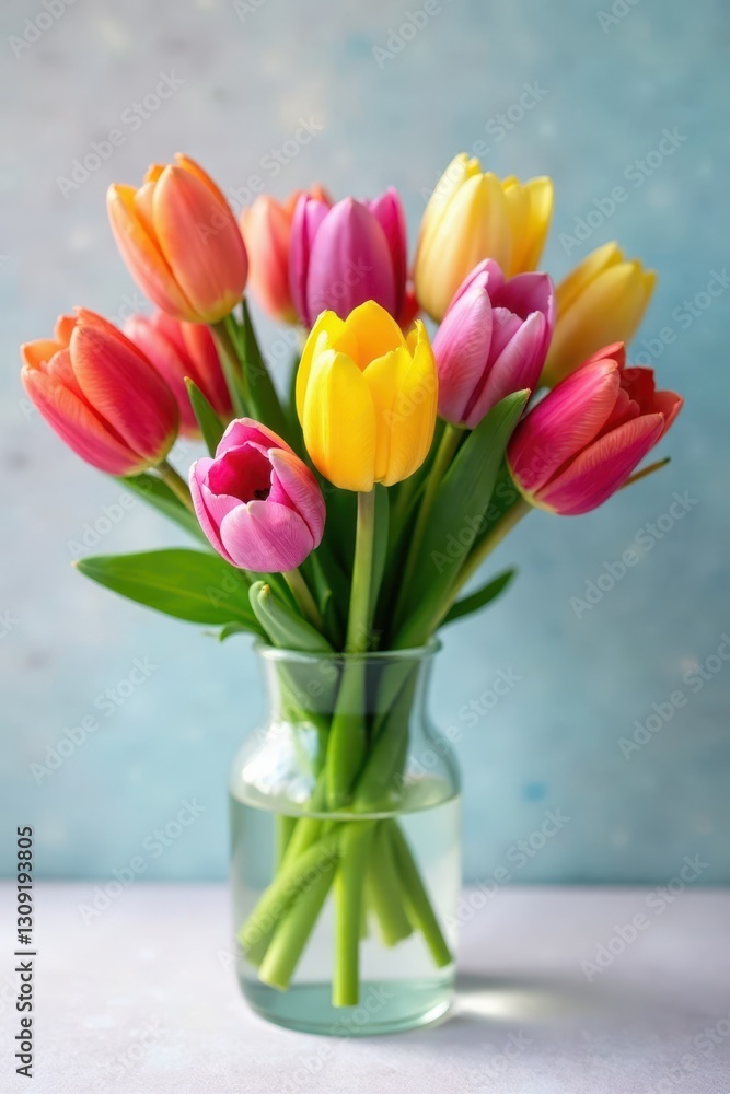 Vibrant spring bouquet in stemmed glass, airy backdrop , airy, ranunculus Vibrant spring bouquet in stemmed glass, airy backdrop , airy, ranunculus