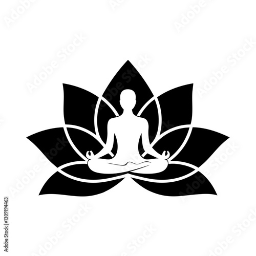 Meditation Lotus Silhouette Peaceful Yoga Pose Vector Art for Relaxation and Mindfulness