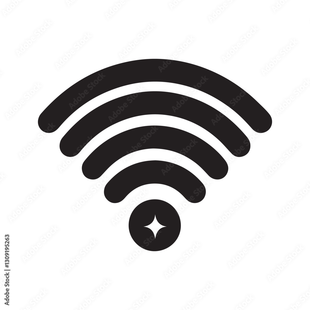 This wireless internet connection symbol, a common wifi icon, represents network signal and communication technology for web access on computers and mobile phones This wireless internet connection symbol, a common wifi icon, represents network signal and communication technology for web access on computers and mobile phones